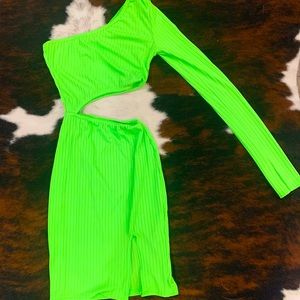 Neon green cut out bodycon dress